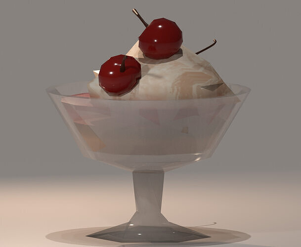 Low-Poly Ice Cream in Glass with Cherry and Jelly Layers  Low-poly 3D model 4