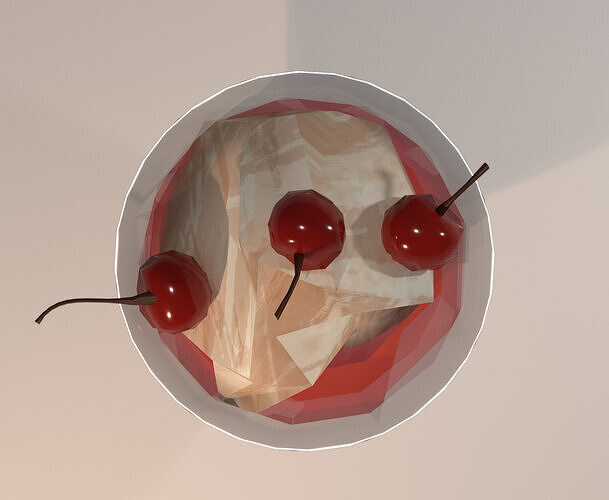 Low-Poly Ice Cream in Glass with Cherry and Jelly Layers  Low-poly 3D model 5