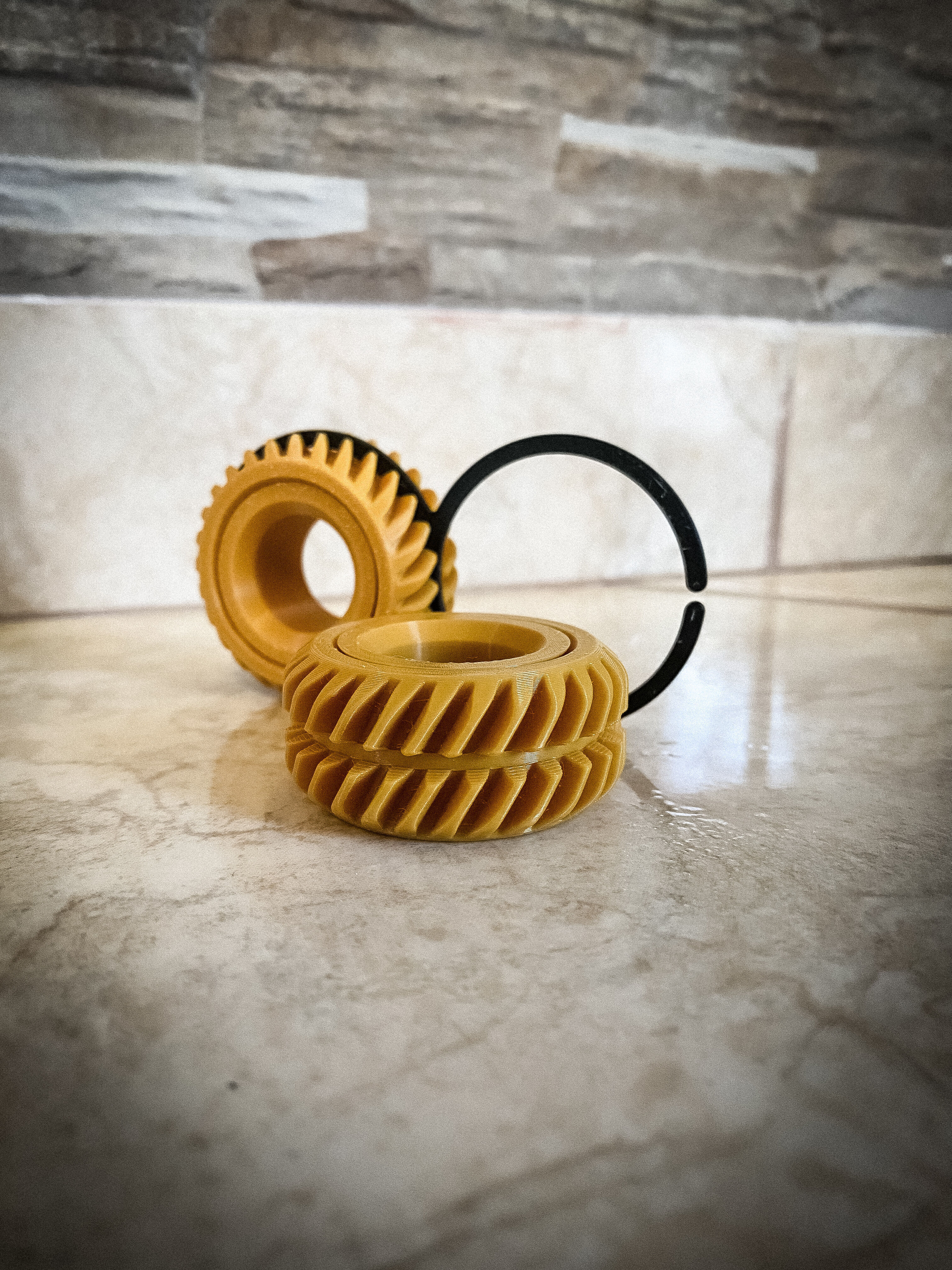 Double Helical Gear w Retainer Ring Fidget Spinner 3D print model_1