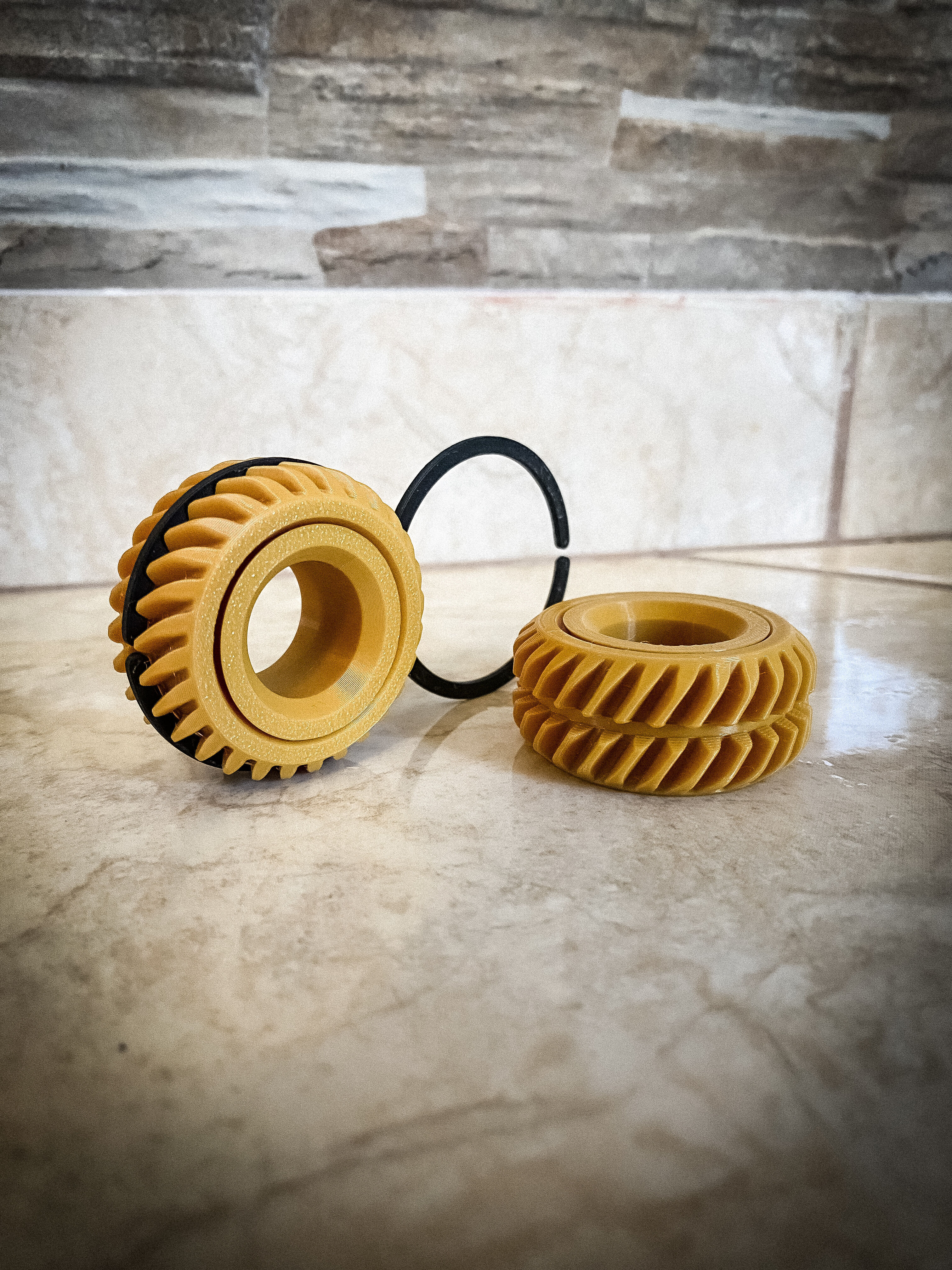 Double Helical Gear w Retainer Ring Fidget Spinner 3D print model_2