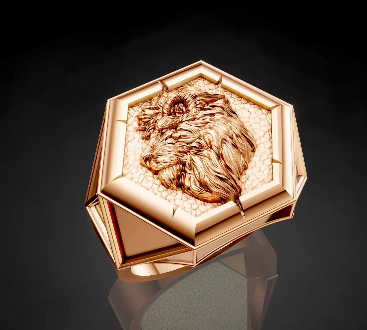 lion ring silver gold jewelry printable 3d model 3D print model