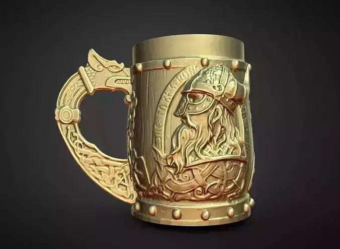 viking ale mug dragon handle
