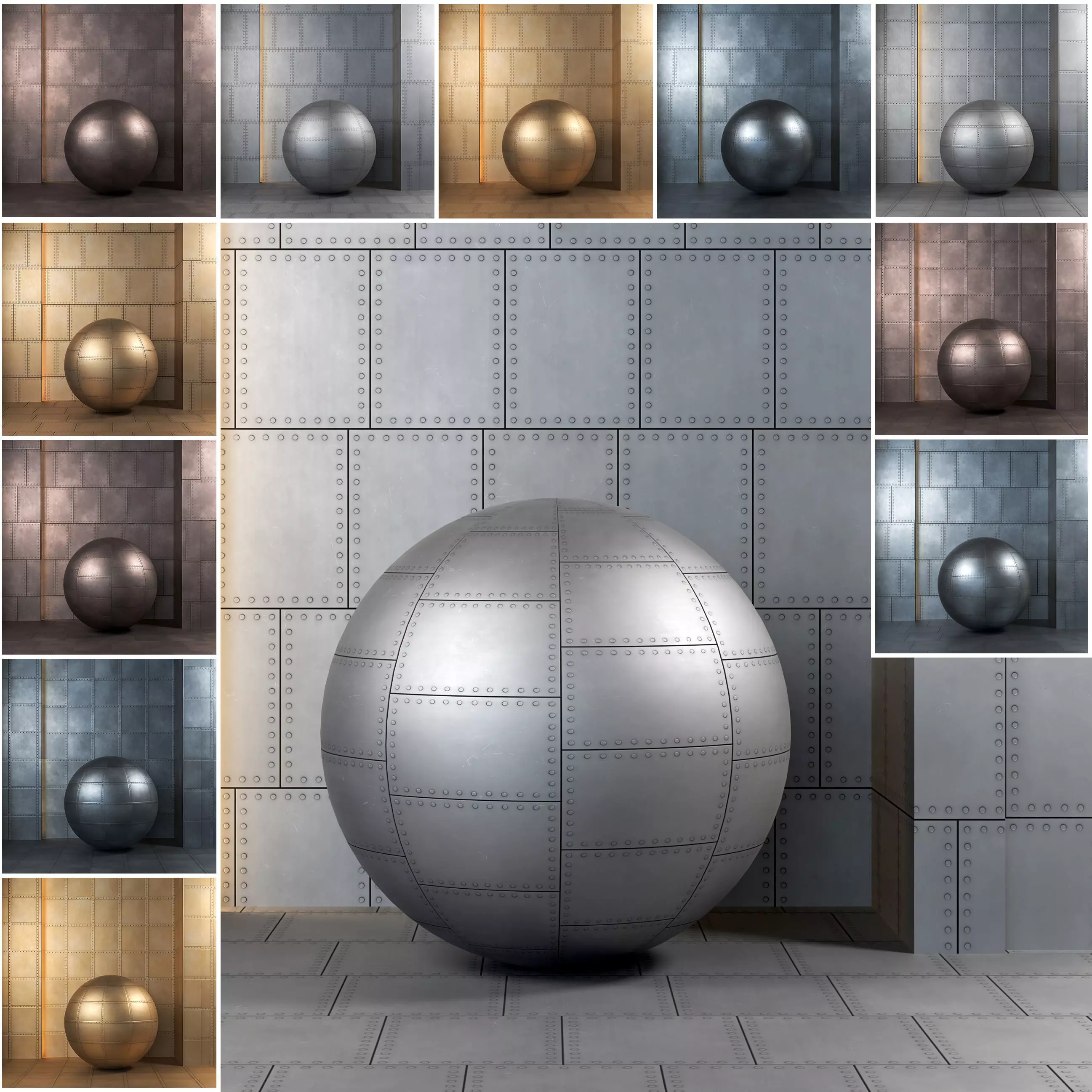 4K Steel Metal Plate Textures  - 12 in 1 - Seamless PBR Texture_0