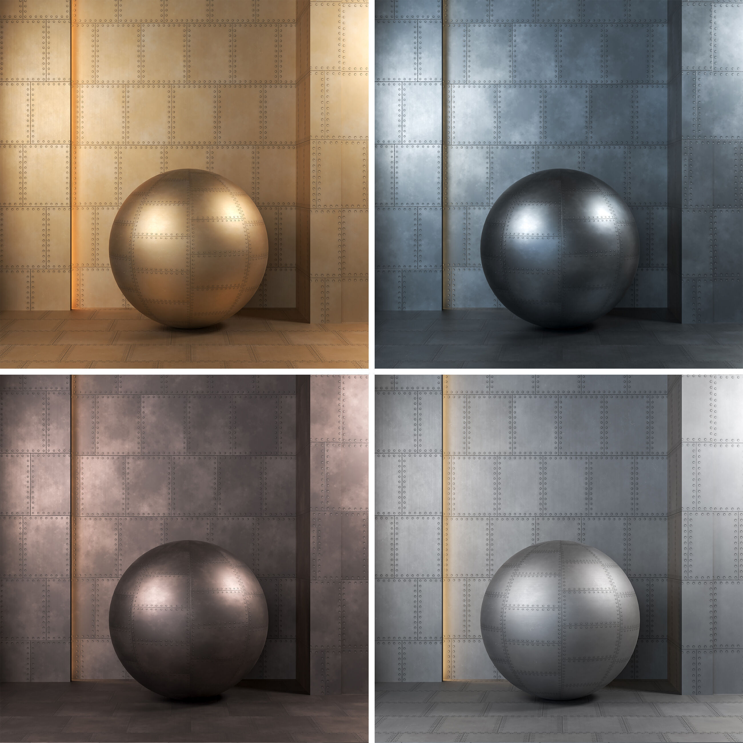 4K Steel Metal Plate Textures  - 12 in 1 - Seamless PBR Texture_6