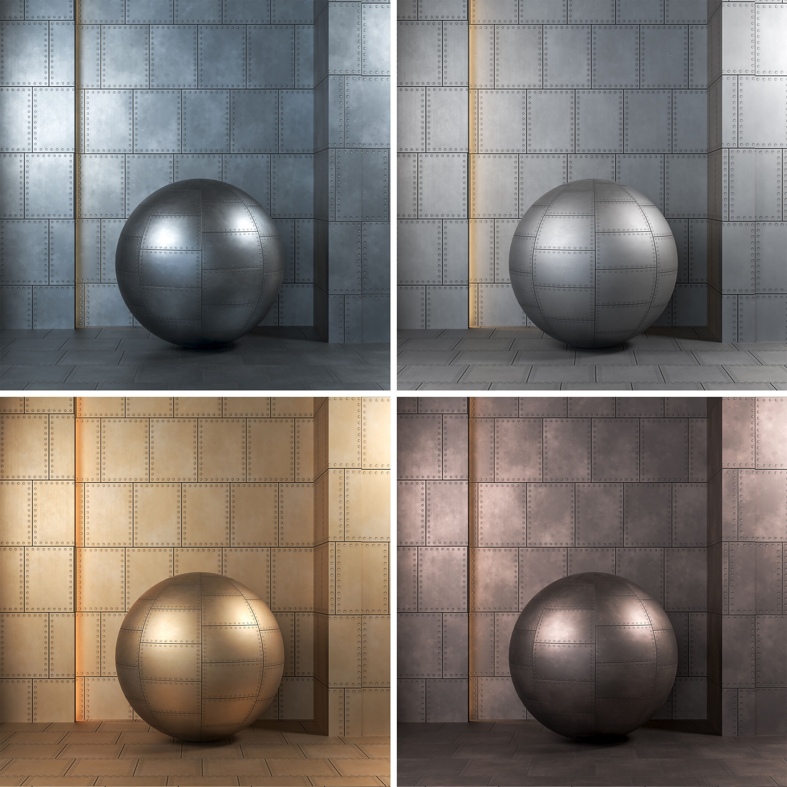 4K Steel Metal Plate Textures  - 12 in 1 - Seamless PBR Texture_4