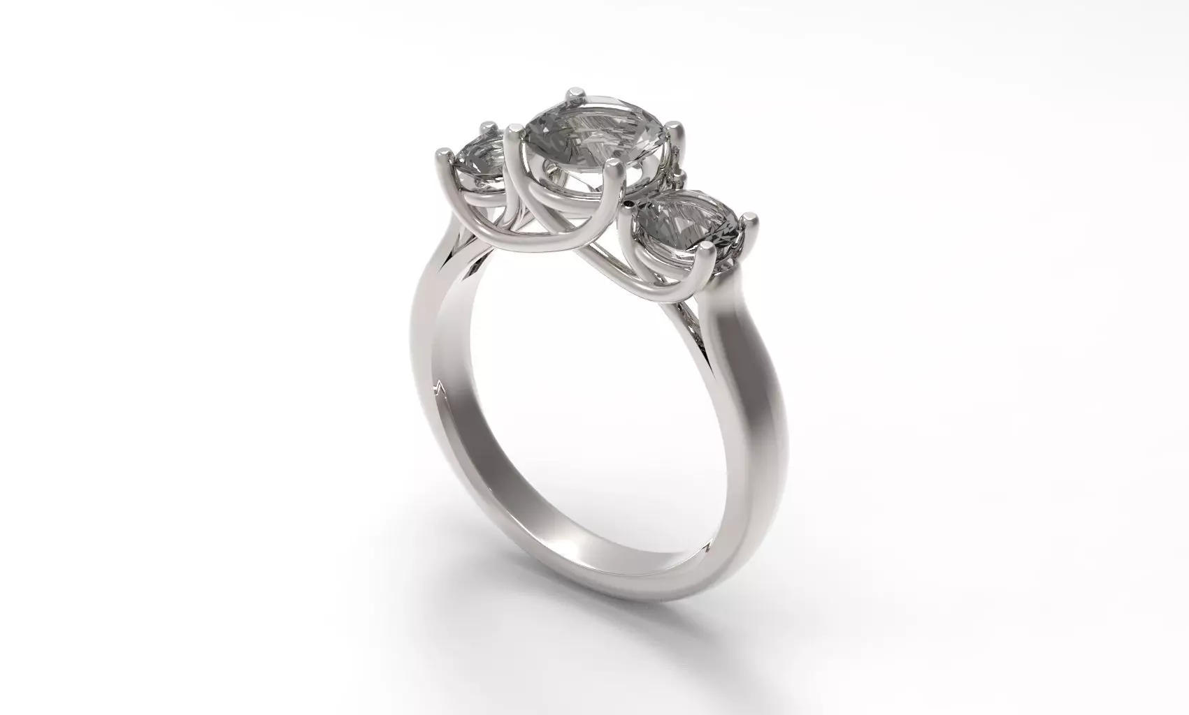 Three-Stone Ring 3D print model_0