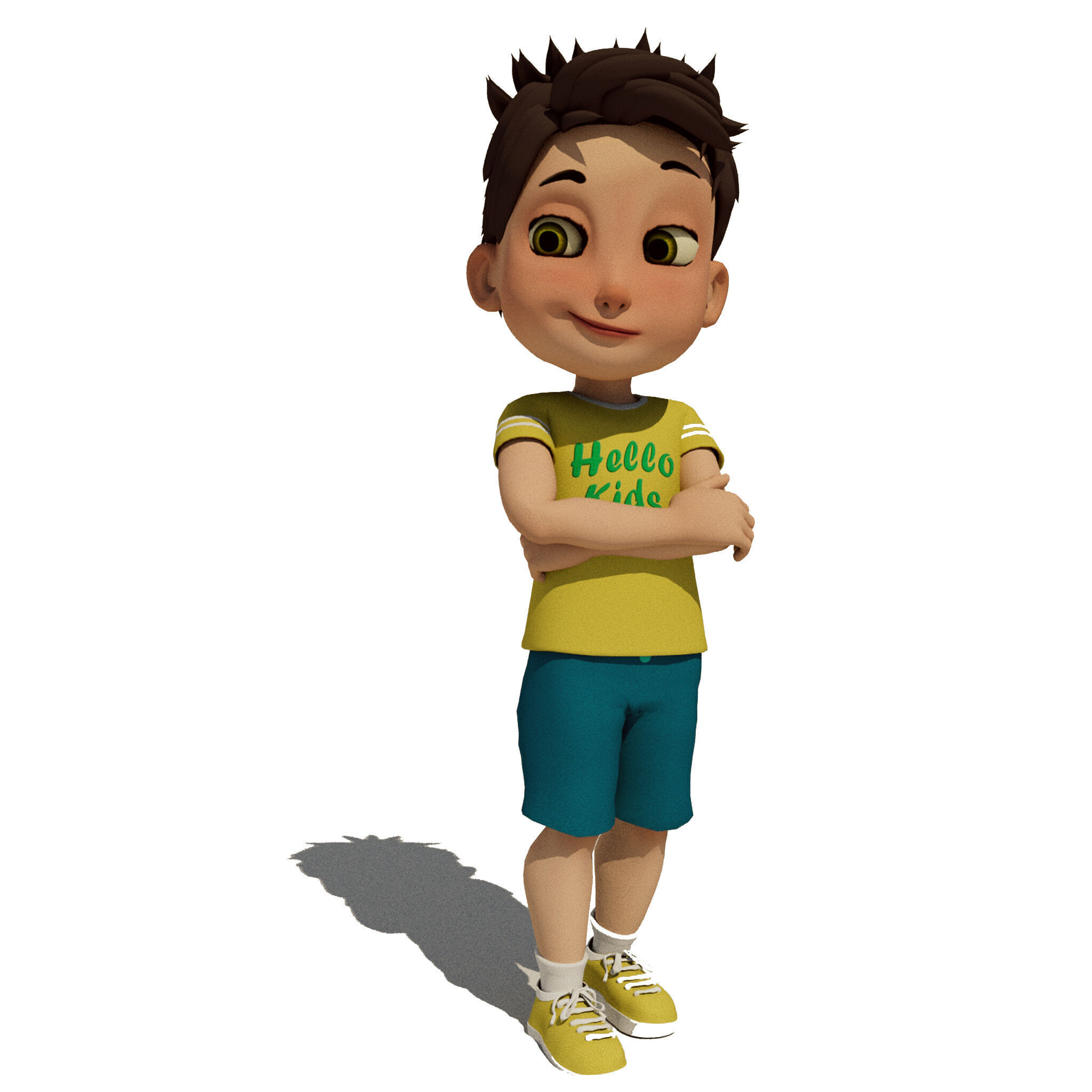 mido boy full rigged character Low-poly 3D model_1