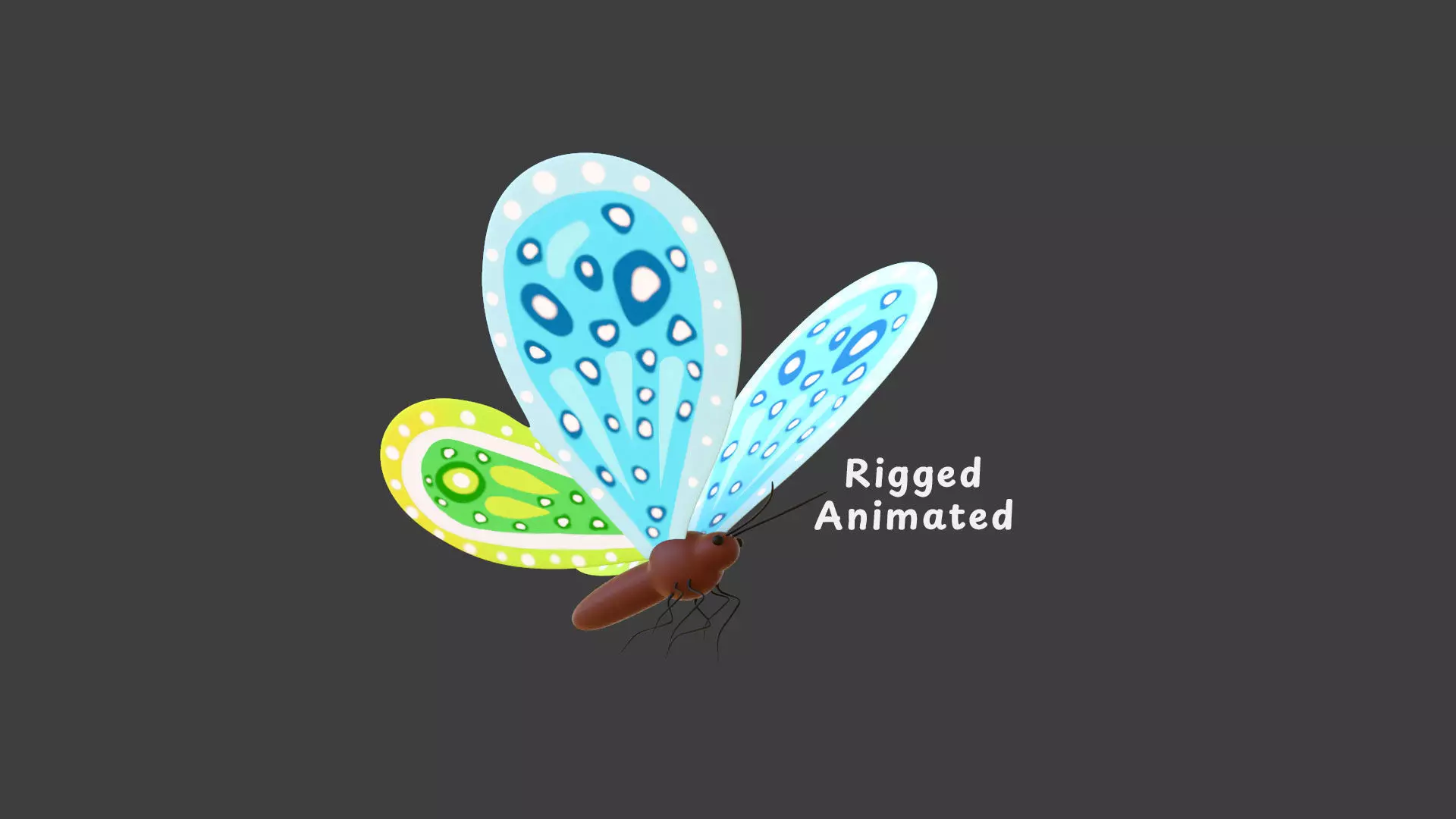 Butterfly Wing Flapping 9 Animated Low-poly 3D model