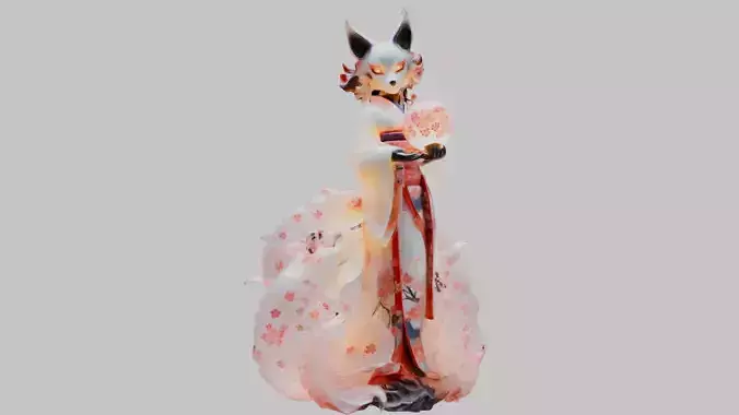 Asian Fox Figure Figurine 