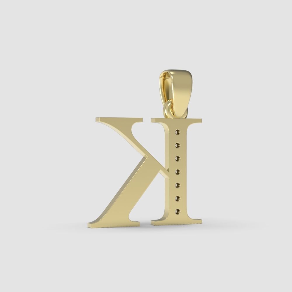Alphabet Latin with gems K 3D print model_18