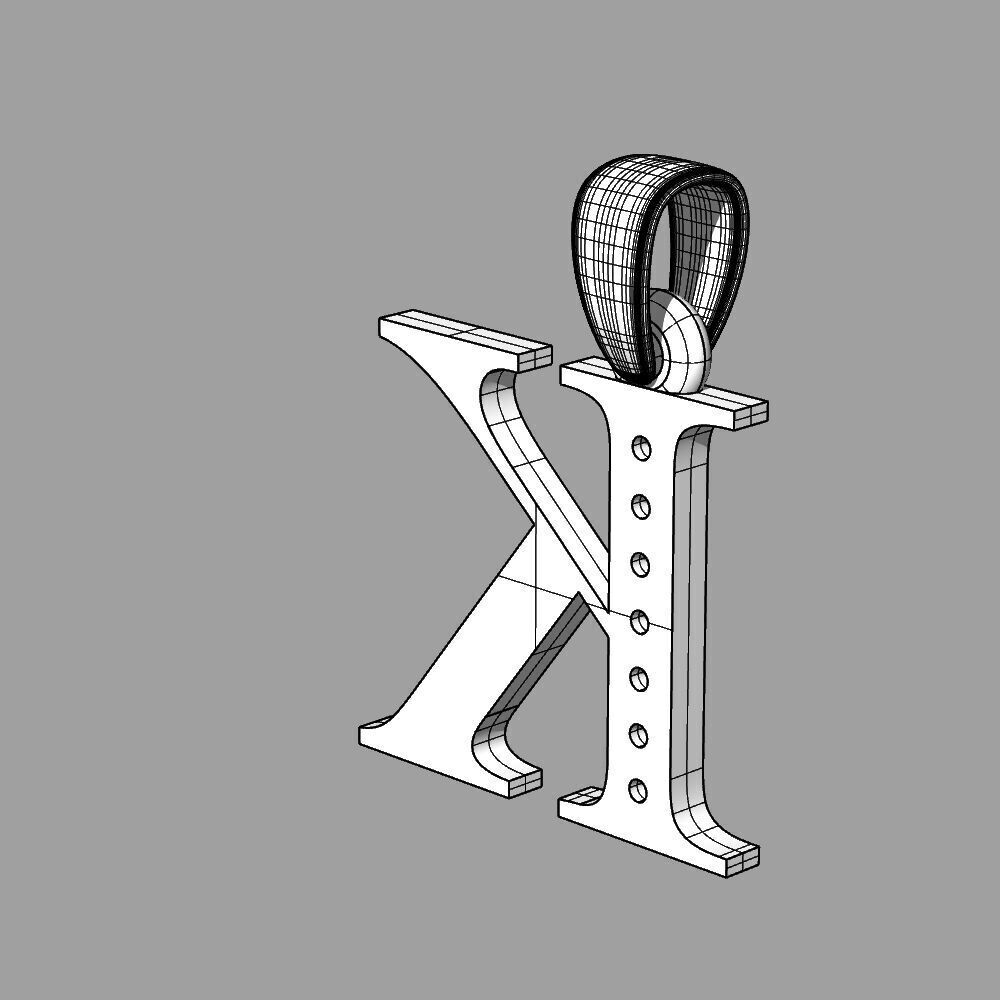 Alphabet Latin with gems K 3D print model_45