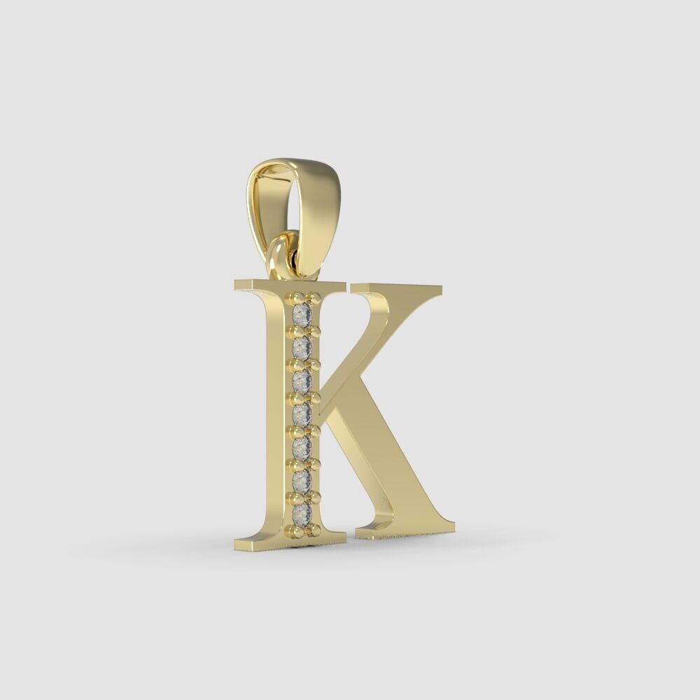 Alphabet Latin with gems K 3D print model_28