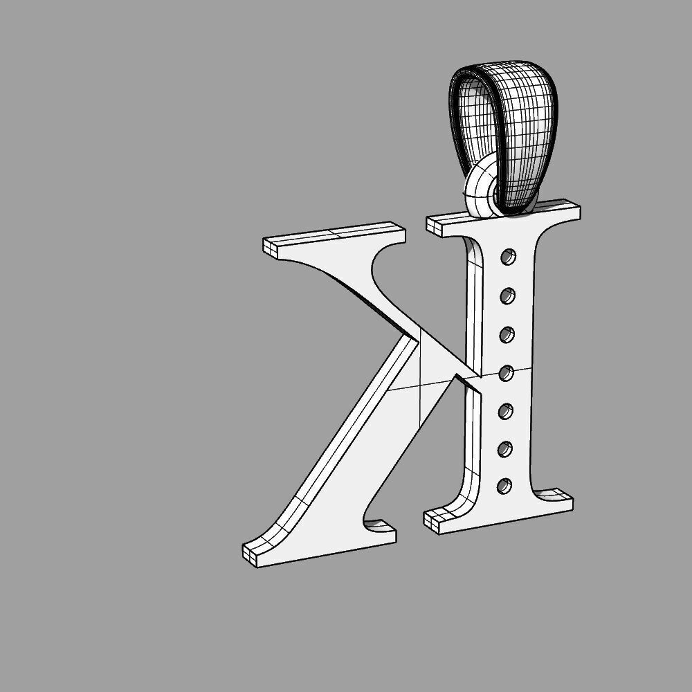 Alphabet Latin with gems K 3D print model_42