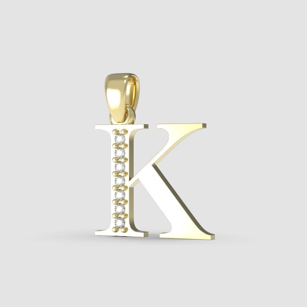 Alphabet Latin with gems K 3D print model_32