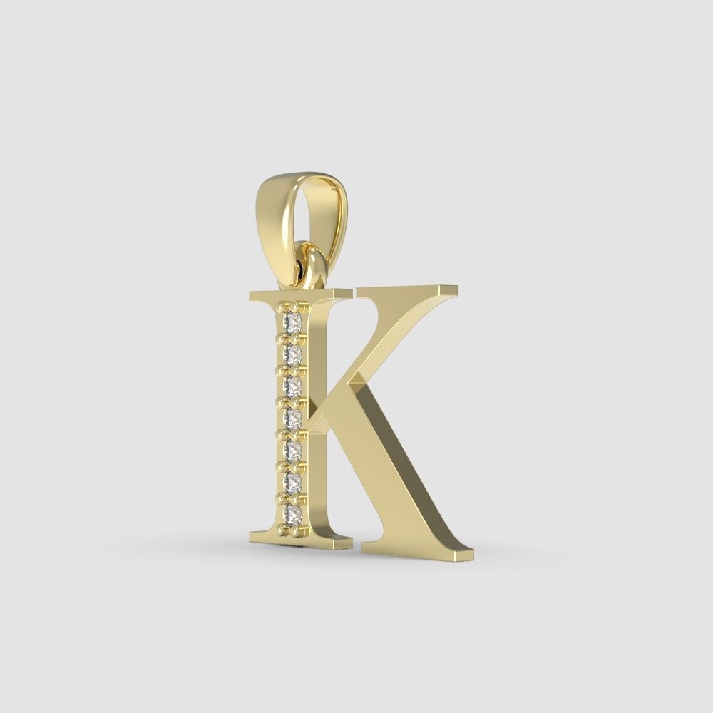 Alphabet Latin with gems K 3D print model_7