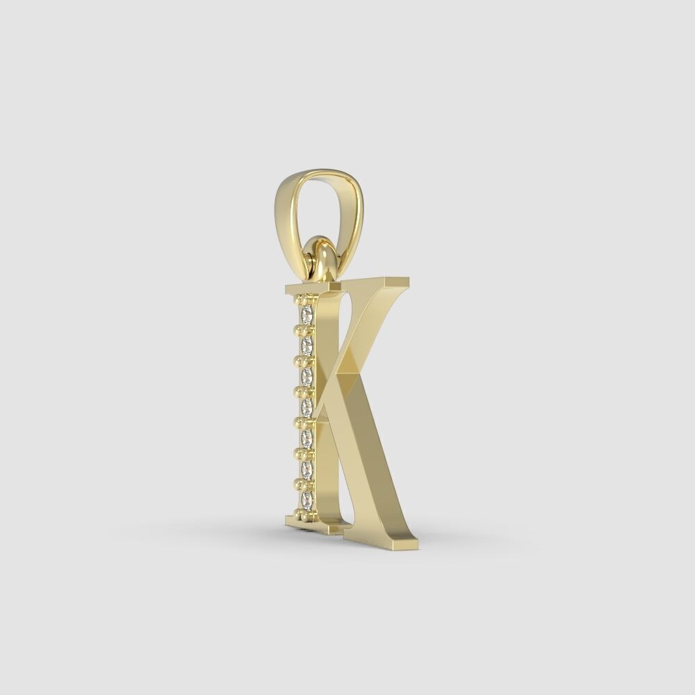 Alphabet Latin with gems K 3D print model_9