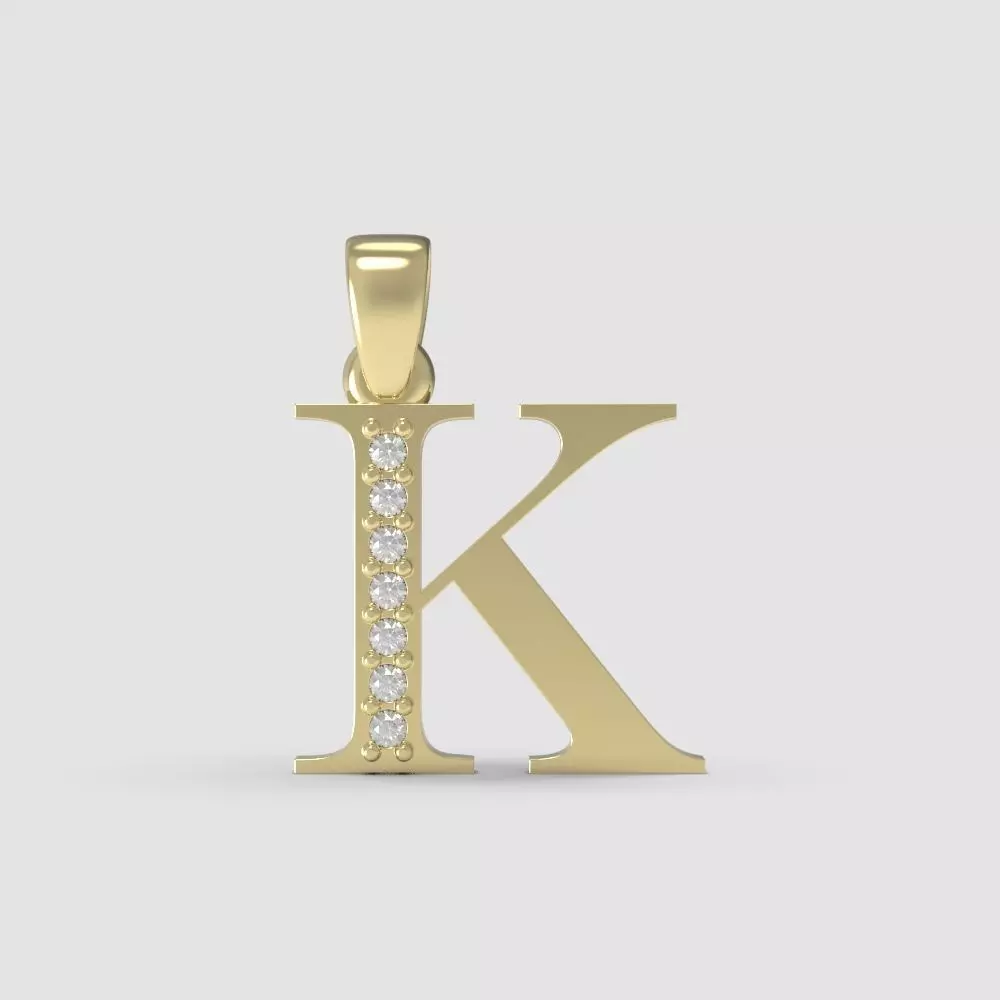 Alphabet Latin with gems K 3D print model_0