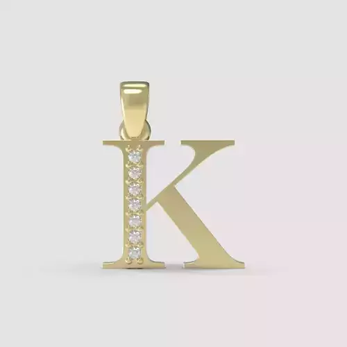 Alphabet Latin with gems K 3D print model