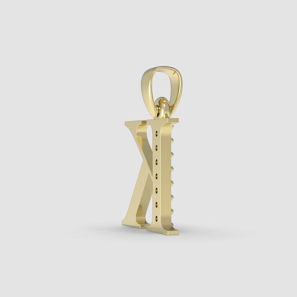 Alphabet Latin with gems K 3D print model_22