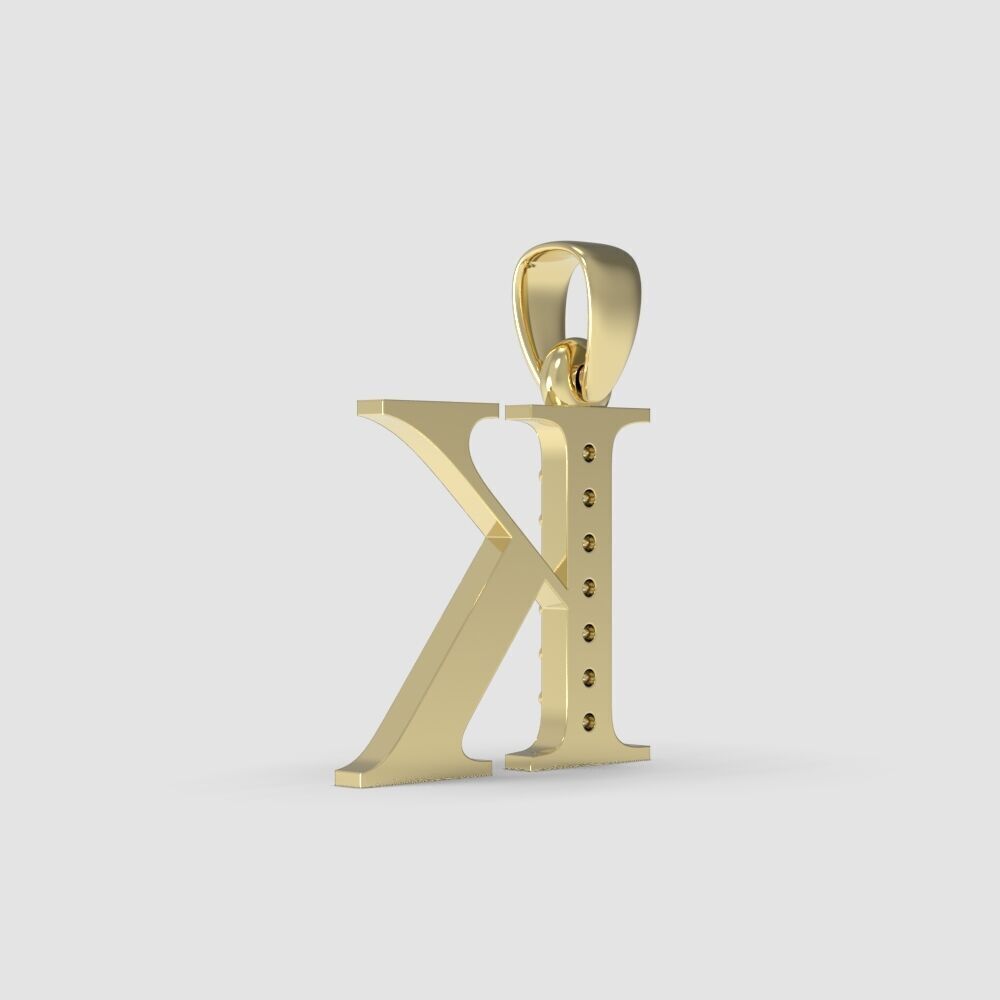 Alphabet Latin with gems K 3D print model_16