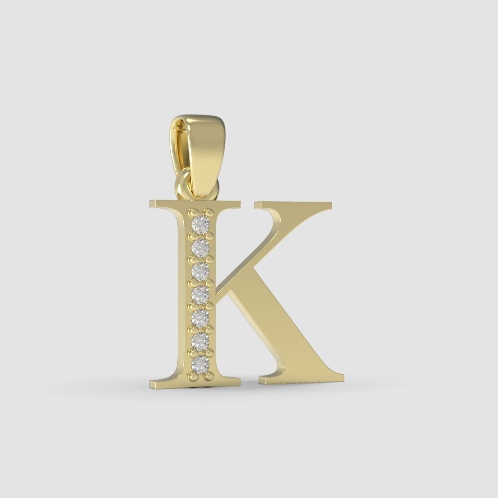 Alphabet Latin with gems K 3D print model_30