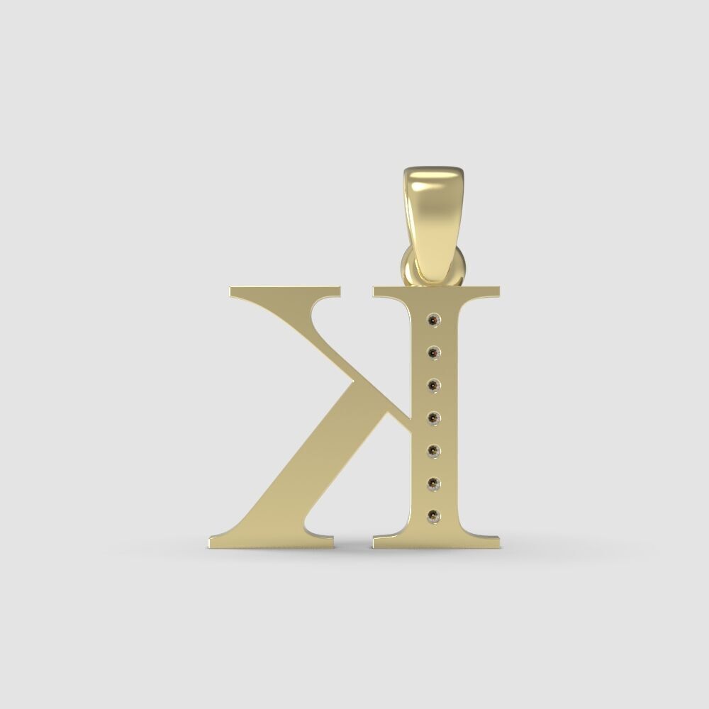 Alphabet Latin with gems K 3D print model_2