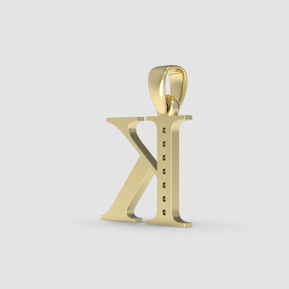 Alphabet Latin with gems K 3D print model_19