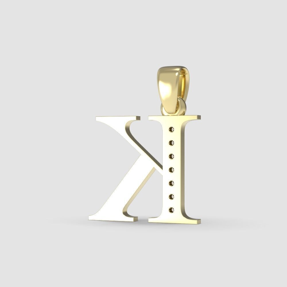 Alphabet Latin with gems K 3D print model_5