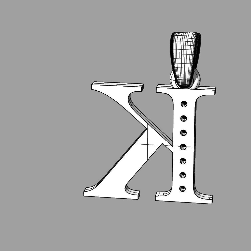Alphabet Latin with gems K 3D print model_44