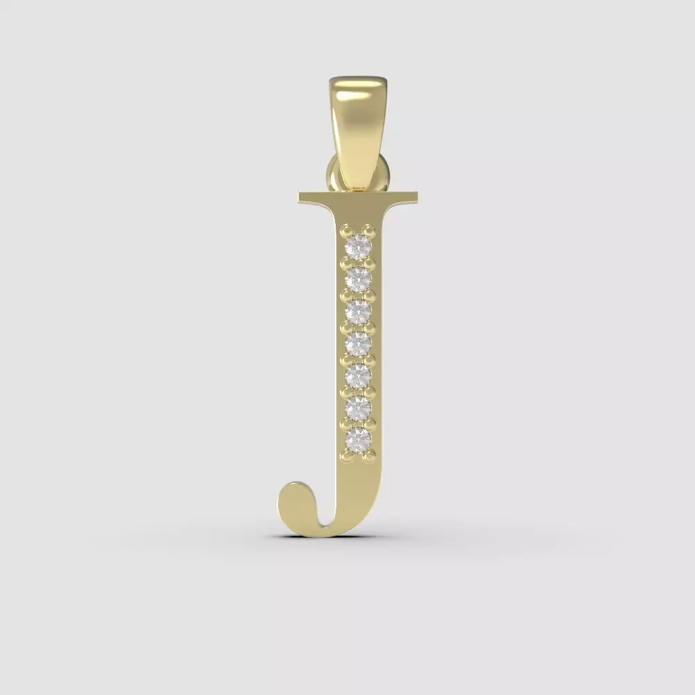 Alphabet Latin with gems J 3D print model_0
