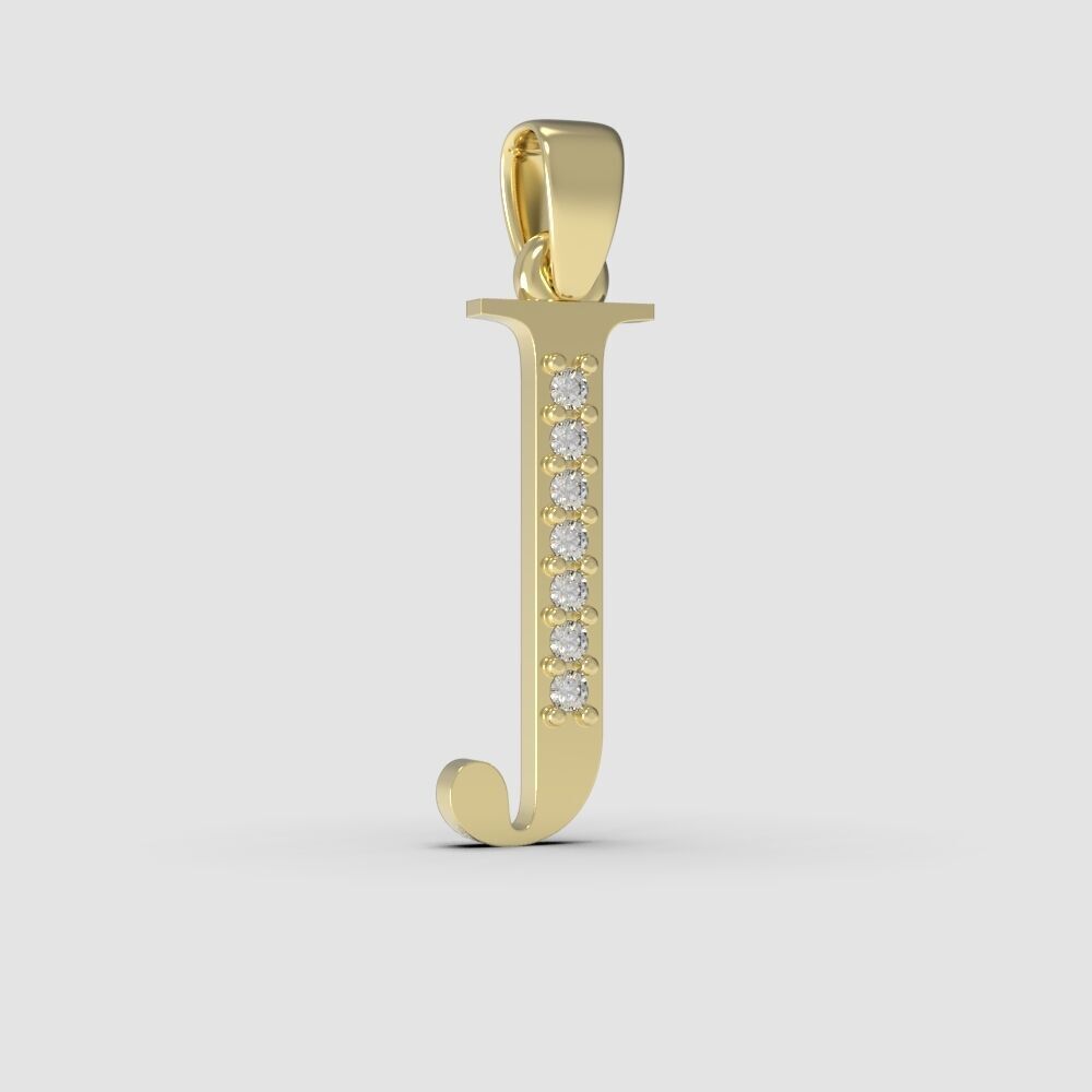 Alphabet Latin with gems J 3D print model_29
