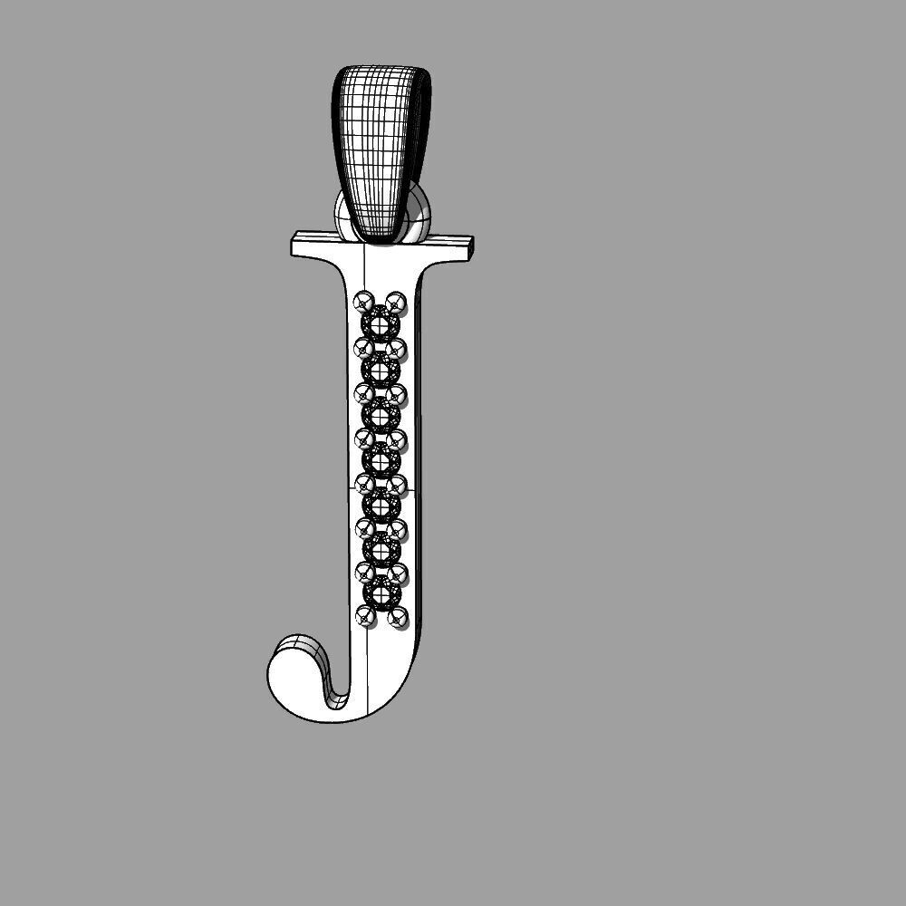 Alphabet Latin with gems J 3D print model_4
