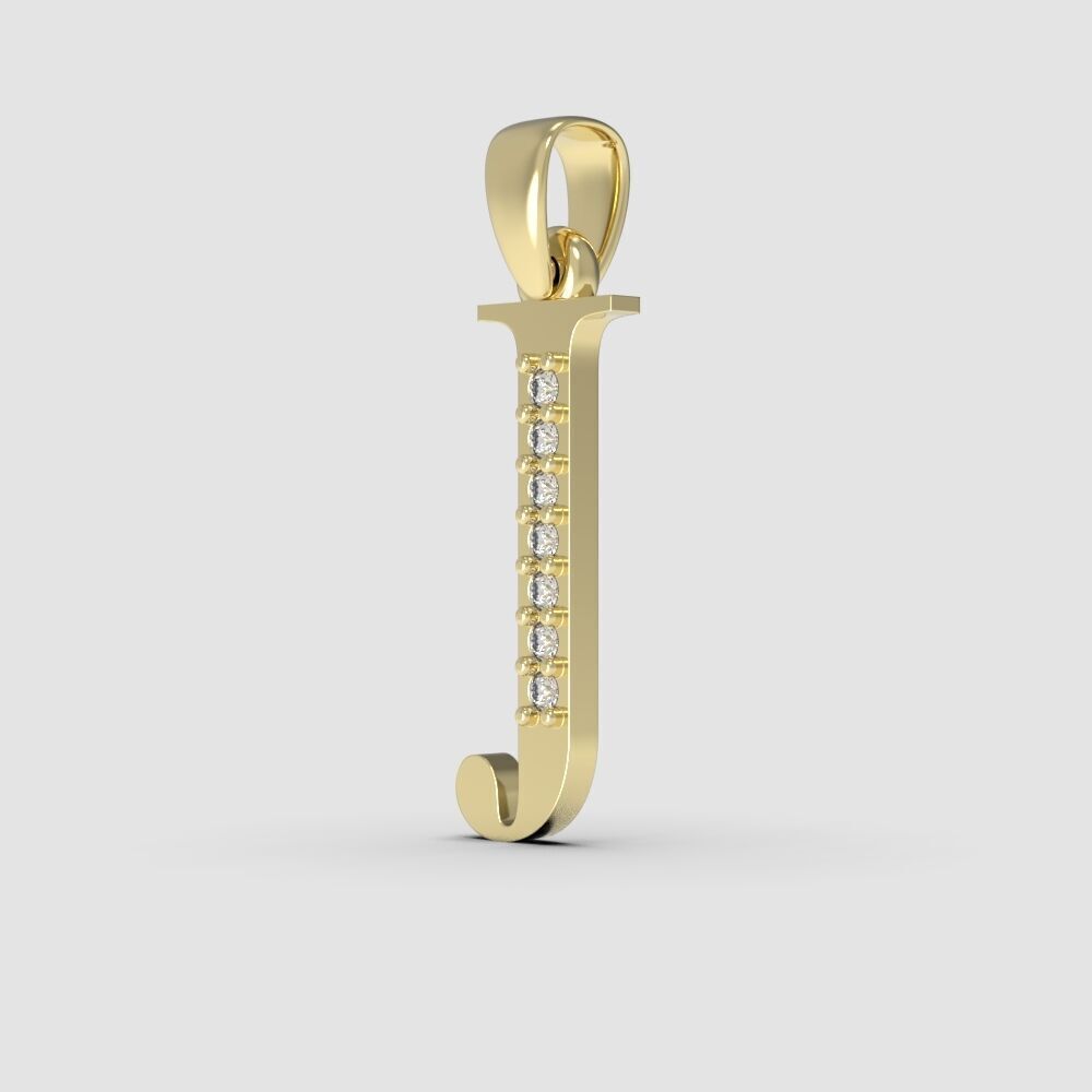 Alphabet Latin with gems J 3D print model_8