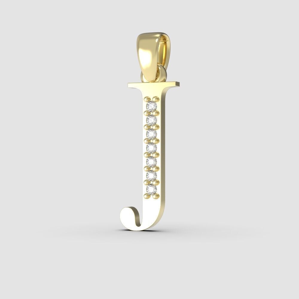 Alphabet Latin with gems J 3D print model_32