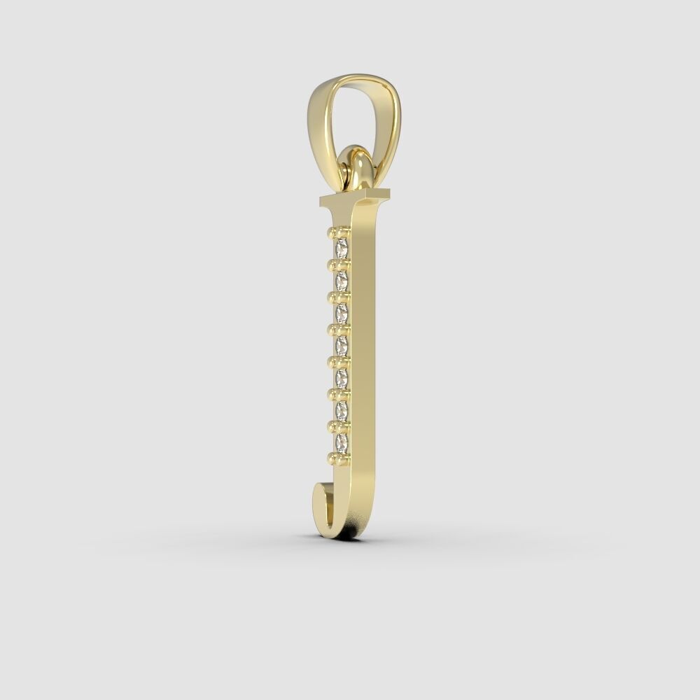 Alphabet Latin with gems J 3D print model_10