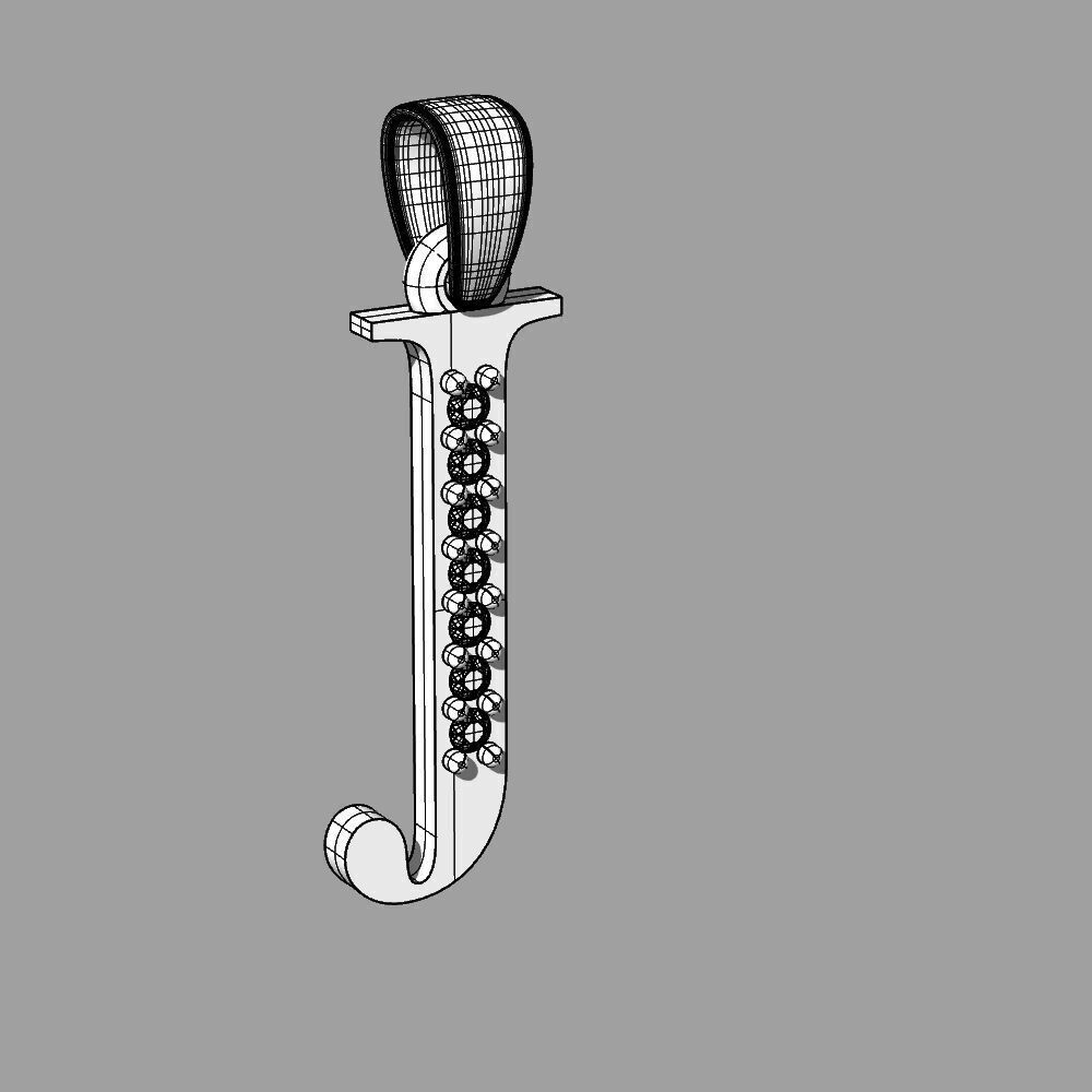 Alphabet Latin with gems J 3D print model_52