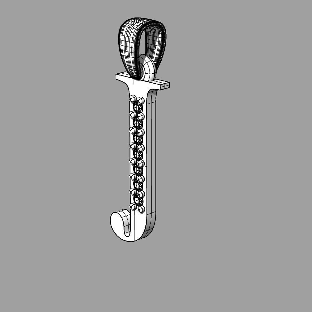 Alphabet Latin with gems J 3D print model_35