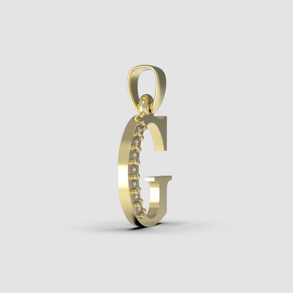 Alphabet Latin with gems G 3D print model_26