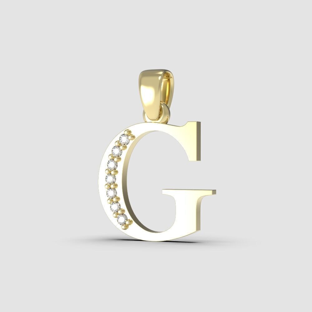 Alphabet Latin with gems G 3D print model_32