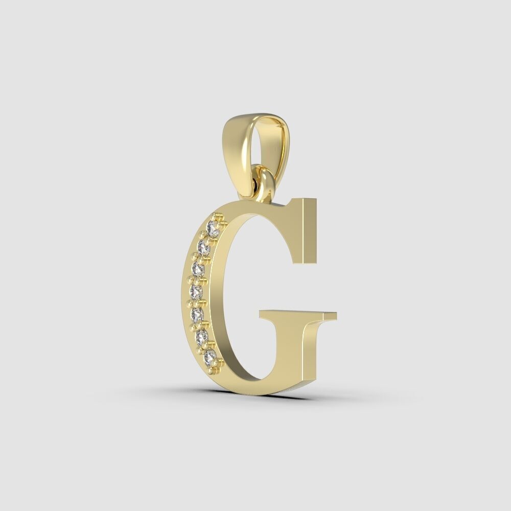 Alphabet Latin with gems G 3D print model_8