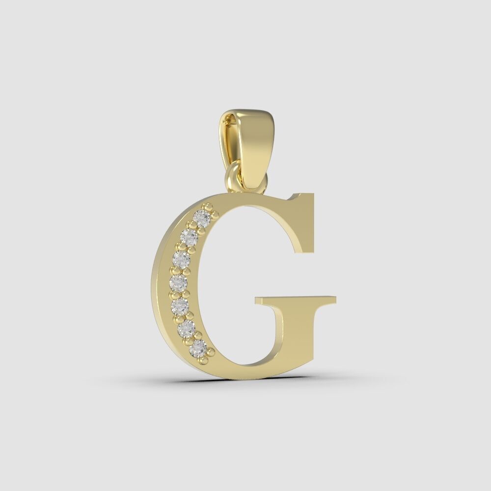 Alphabet Latin with gems G 3D print model_29