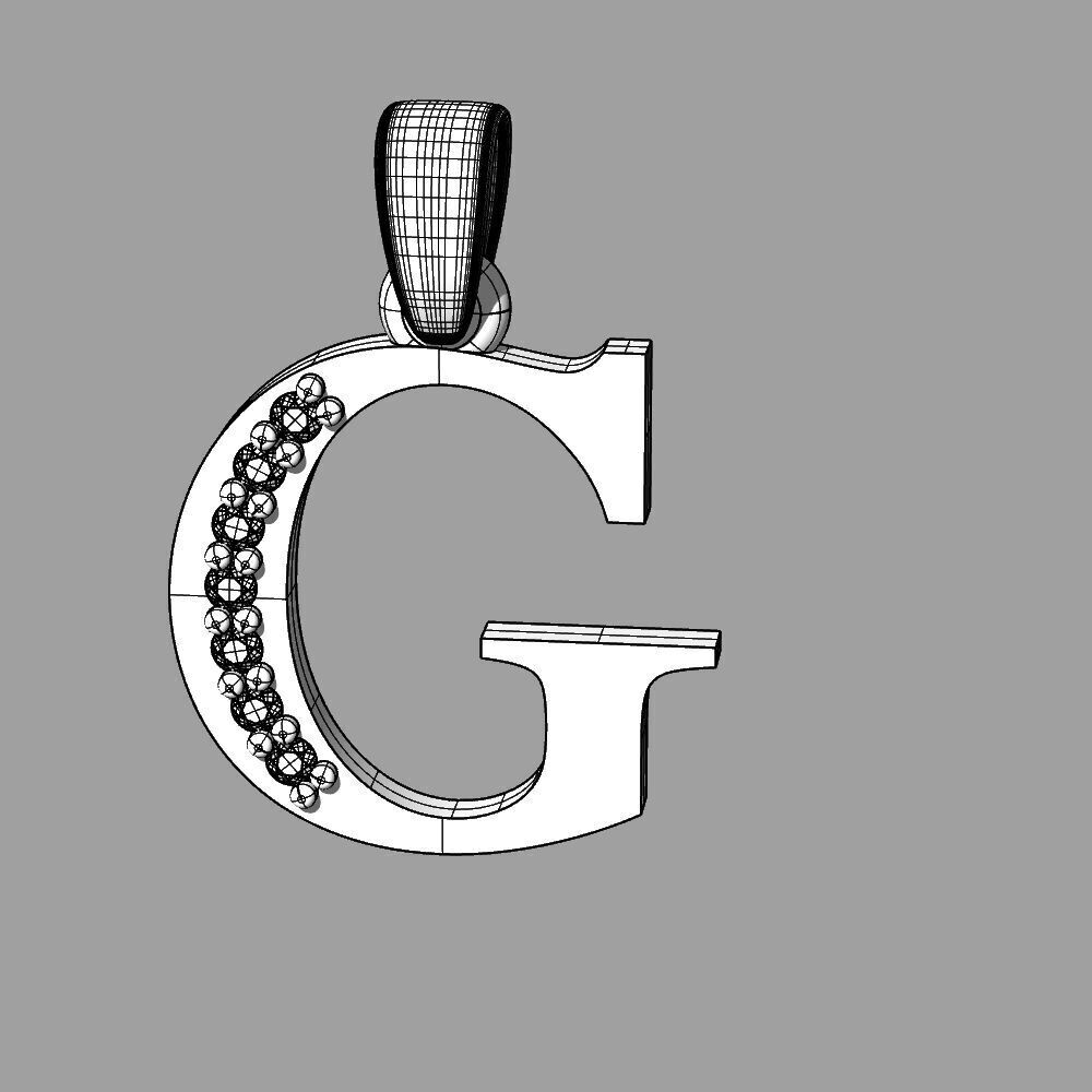 Alphabet Latin with gems G 3D print model_4