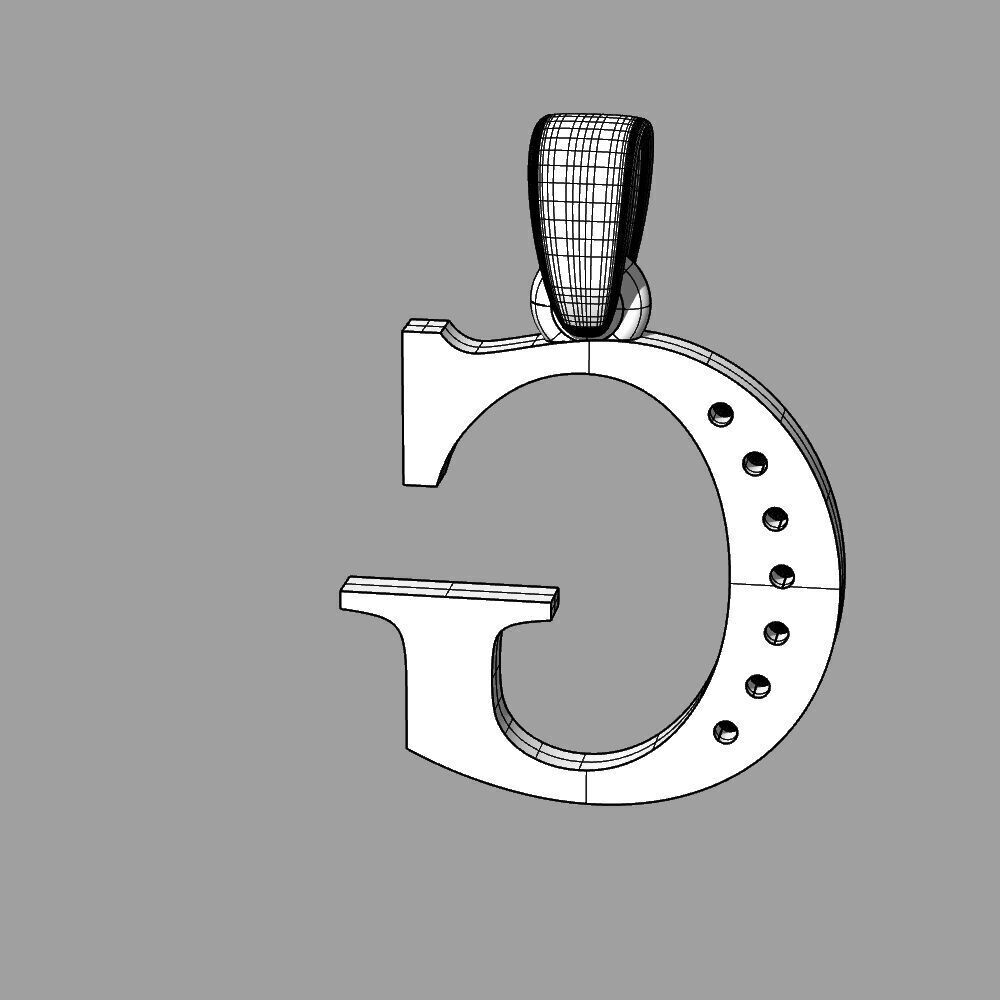 Alphabet Latin with gems G 3D print model_43