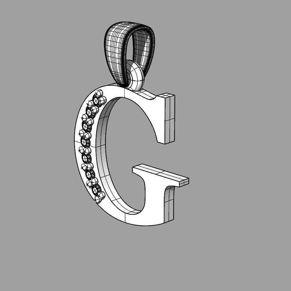 Alphabet Latin with gems G 3D print model_36