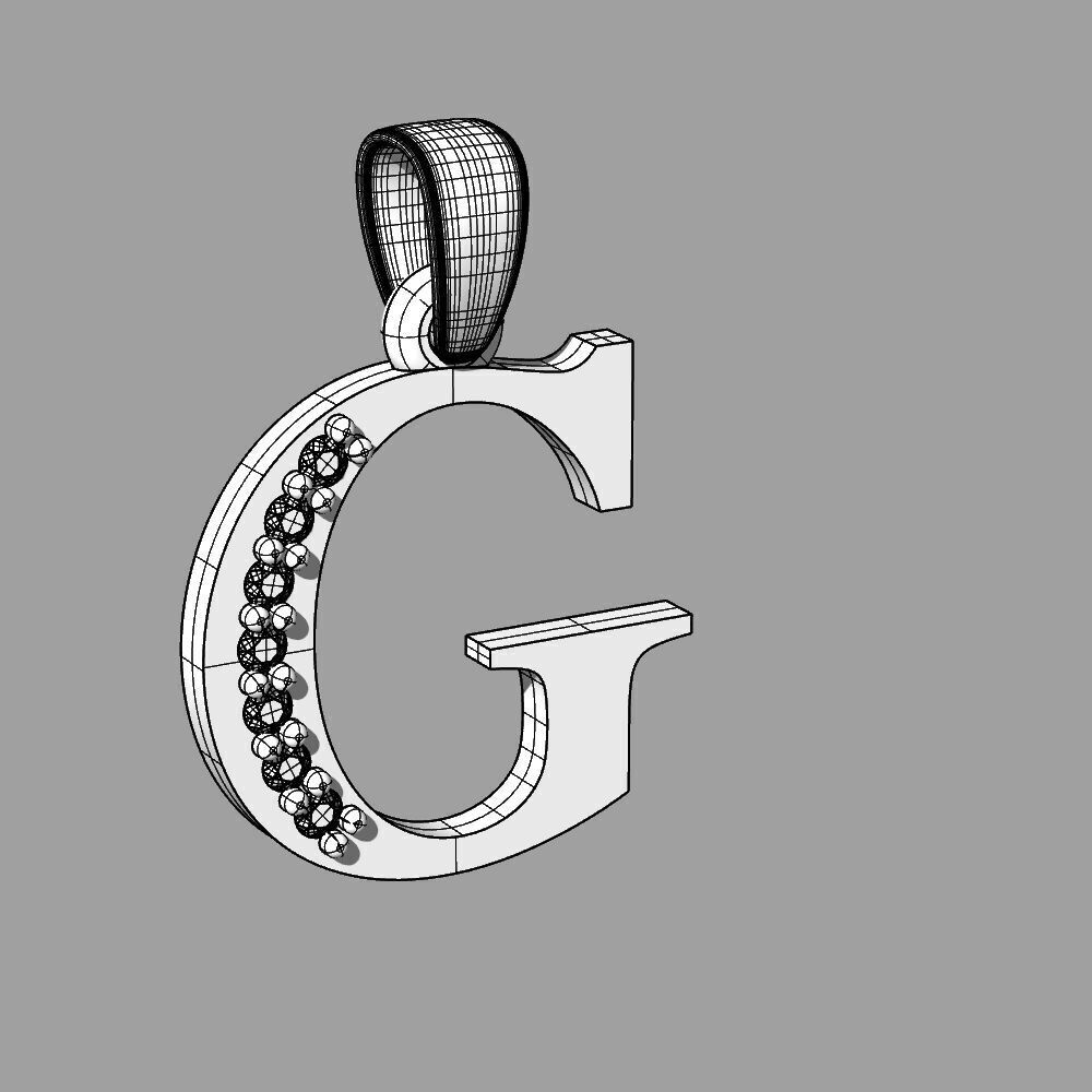Alphabet Latin with gems G 3D print model_52