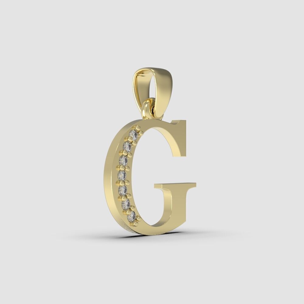 Alphabet Latin with gems G 3D print model_27