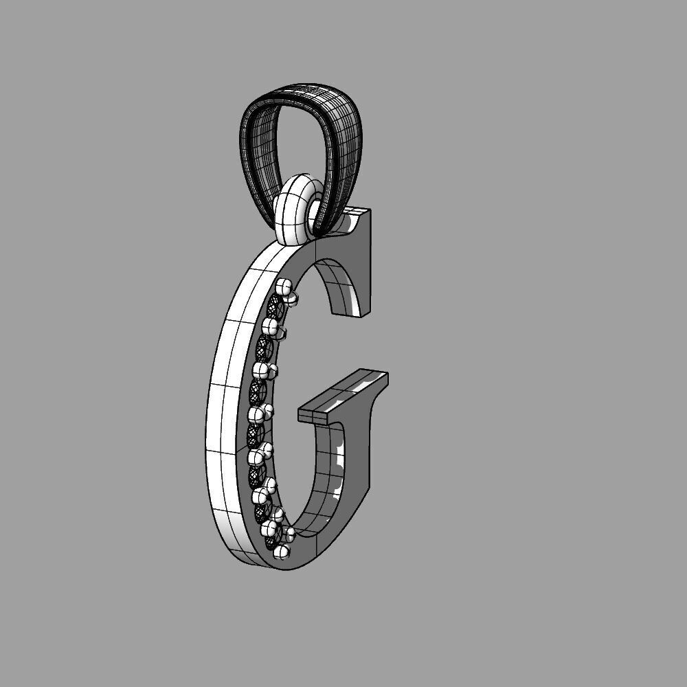 Alphabet Latin with gems G 3D print model_49