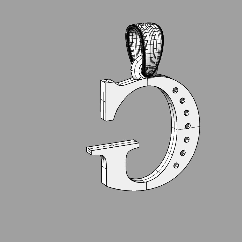 Alphabet Latin with gems G 3D print model_41