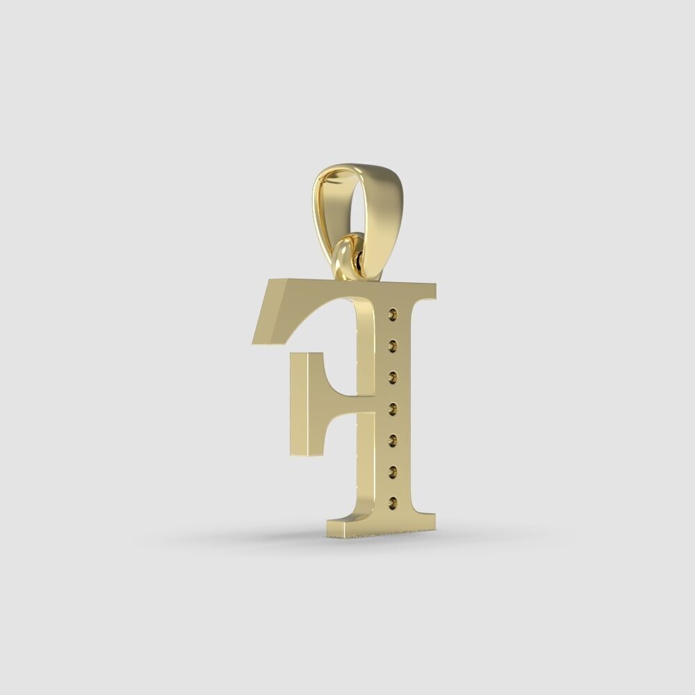 Alphabet Latin with gems F 3D print model_15