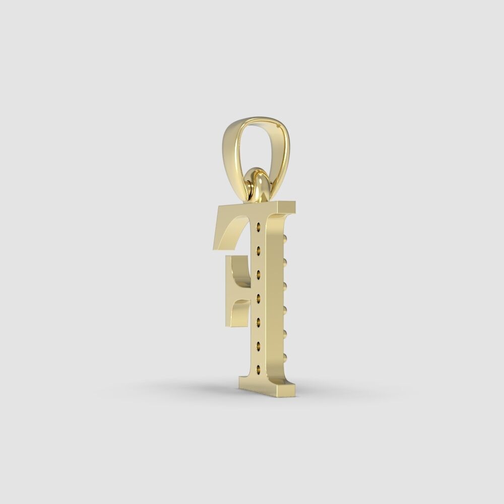 Alphabet Latin with gems F 3D print model_22